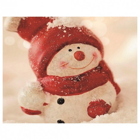 Christmas Snowman - Full Round Diamond - 30x25cm