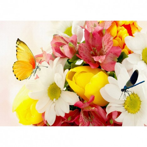 Colorful Flowers - Full Round Diamond - 40*30cm