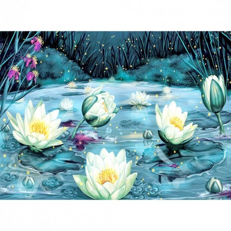 Elegant Lotus - Full Round Diamond - 50x40cm