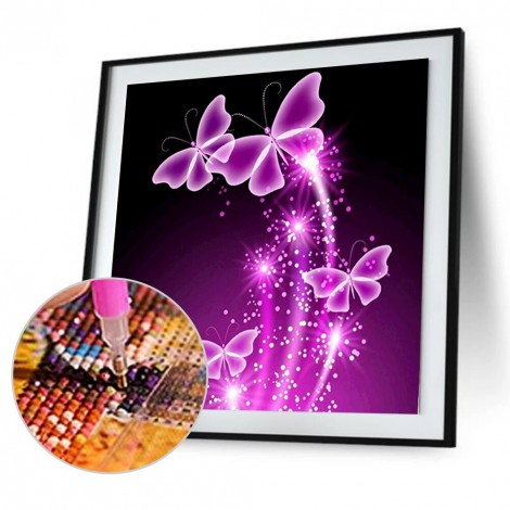 DIY 5D Diamond Purple Butterfly Painting