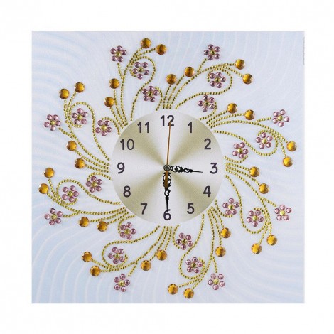 Floral Clock - Special Shaped Diamond - 35x35cm