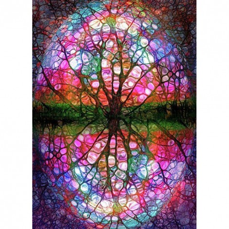 Colorful Tree - Full Round Diamond - 30x40cm